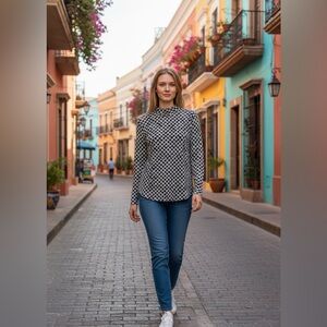 🌺🌺Black n White RW&CO shirt XL NWT